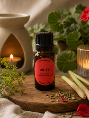 MIŁOŚĆ – kompozycja 3 naturalnych olejków eterycznych z koprem włoskim, trawą cytrynową i geranium