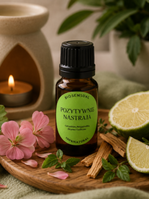 POZYTYWNIE NASTRAJA – kompozycja 3 naturalnych olejków eterycznych z geranium, bergamotką i drzewem cedrowym 10ml