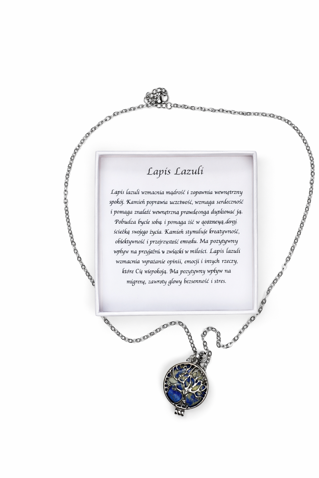 Naszyjnik z Lapis Lazuli – Biżuteria Aromaterapeutyczna z Filcem na Olejki Eteryczne - Image 3