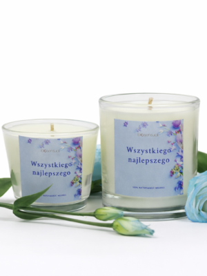 Świeca intencyjna „Wszystkiego najlepszego” w szkle – naturalny prezent