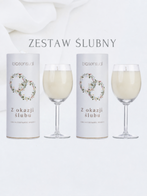 Zestaw 2 kielichów na prezent ślubny – świece do aromaterapii i masażu