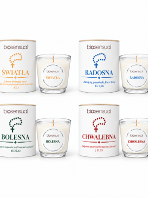 Zestaw Różańcowy Biosensual – 4 naturalne świece do aromaterapii i masażu